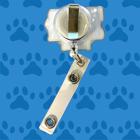 Retractable Badge Reel for Dog Lovers - Sturdy Acrylic with Paw Print Design - Picture 3 of 4
